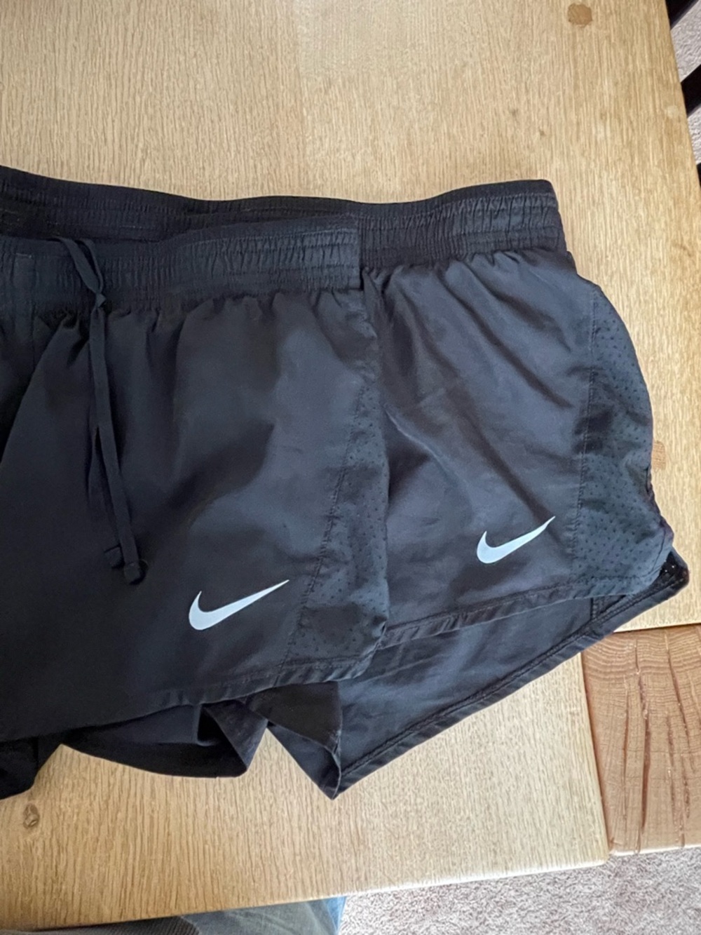 Set of two - Nike Black Dri-FIT Running Shorts with White Swoosh - size M
